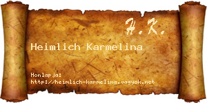 Heimlich Karmelina névjegykártya